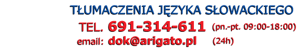 Tumacz sowacki - Telefon: 691 314 611